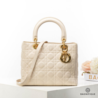 DIOR LADY MY ABC MEDIUM WHITE LAMB GHW