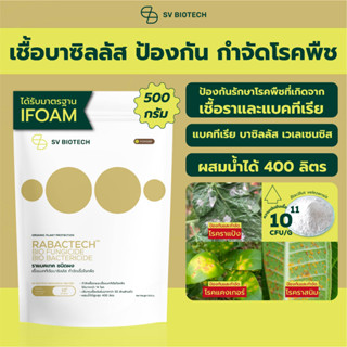 บาซิลลัส ป้องกันและกำจัดโรคพืช มาตรฐานIFOAM ราแป้ง ราสนิม ราน้ำค้าง เหี่ยวเขียว แคงเกอร์ ใบจุด ใบไหม้ ขนาด 500 ก.