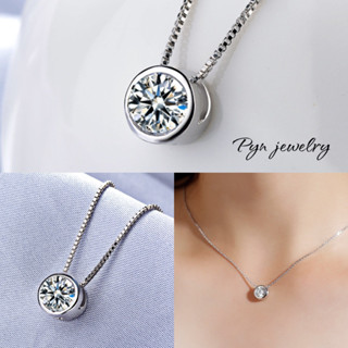 Pyn jewelry สร้อยคอพร้อมจี้เพชร 2 กะรัต น้ำ D-VVS1 เงินแท้ 92.5% -A6436