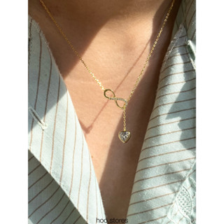 [all Silver 925] hoo.stores Infinity Heart Necklace (18k gold plated) สร้อยคอหัวใจ สร้อยคอเงินแท้ s925 สร้อยคอ