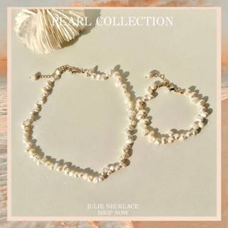 ✨JULIE PEARL2 18k Gold Plated สร้อยไข่มุก สร้อยมุก สร้อยคอมุกน้ำจืด สร้อย ไข่มุก