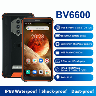 Blackview BV6600 Phone 4GB 64GB 16MP 8MP Camera Waterproof 8580mAh Battery 5.7 inch Android 10.0 Octa Core OTG NFC 4G Sm