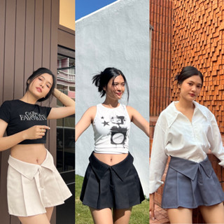 rinrada skirt กระโปรงสั้นจีบหน้า y2k