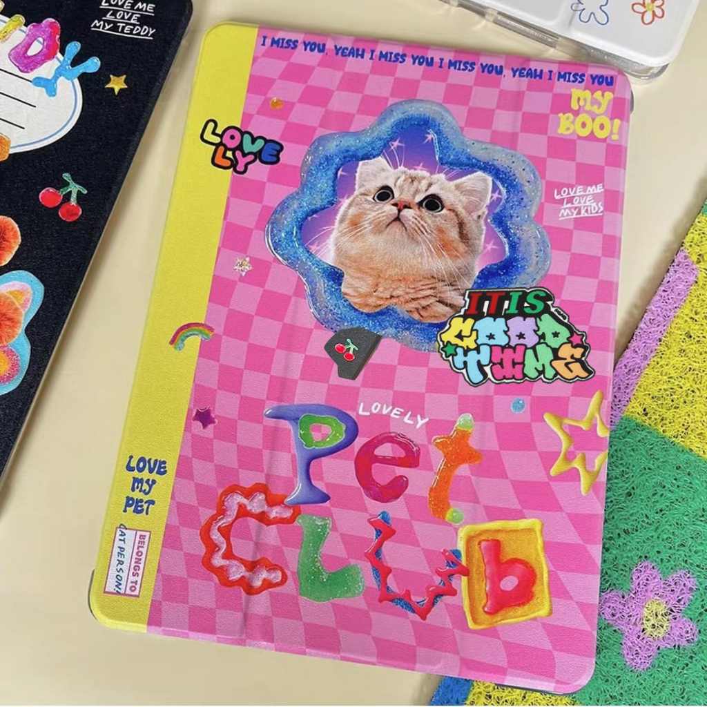 พร้อมส่ง เคสไอแพด Gen10 Air5 Gen9 Loveแมวน่ารัก เคส ipad Pro11 2024 case iPad Gen8 gen7 Air6 MINI7