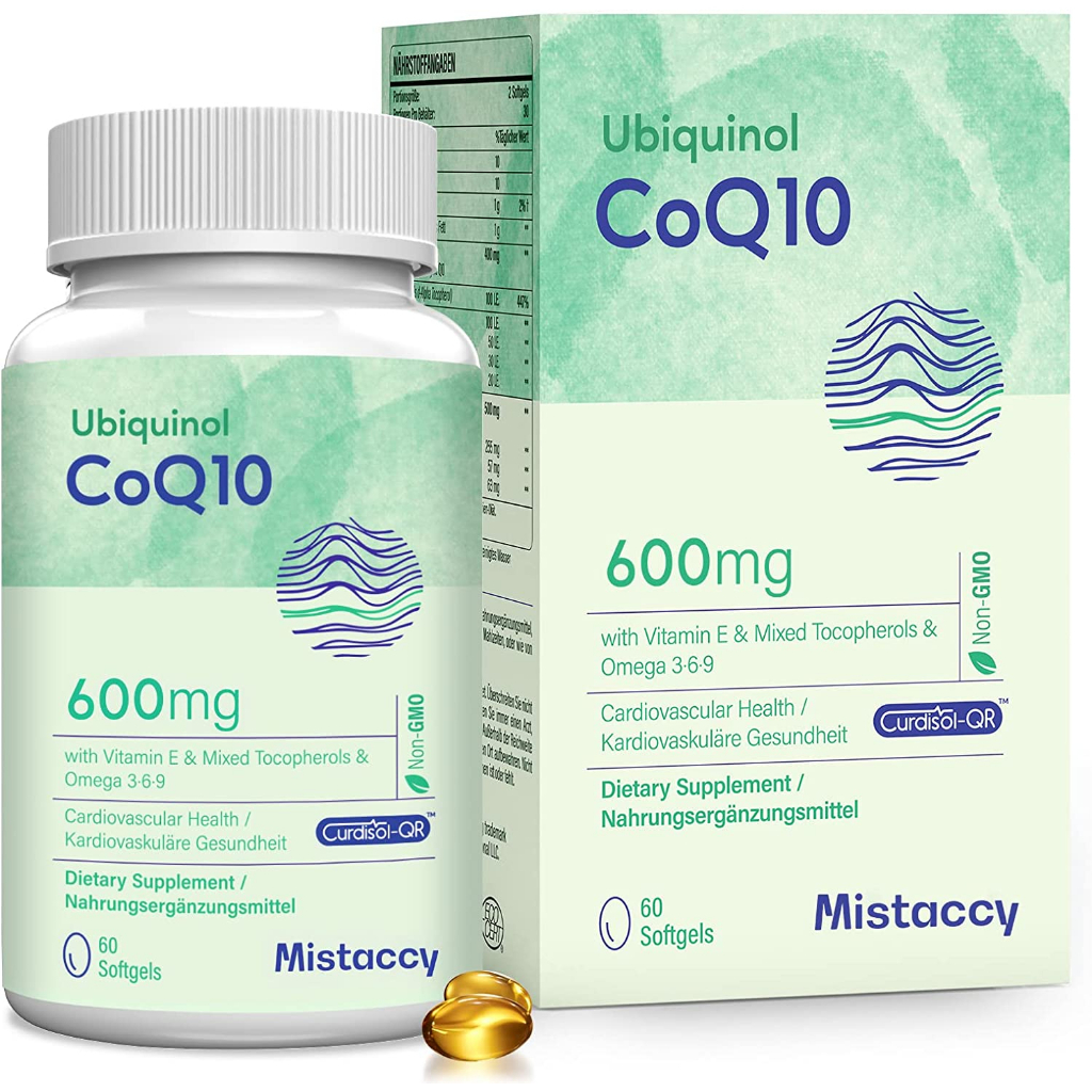 CoQ10 600mg Softgels | High Absorption CoQ10 Ubiquinol Supplement | Reduced Form Enhanced with Vitamin E BY Mistaccy