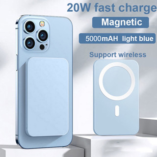 5000mah PD20W Powerbank Magnetic Fast Wireless Charger Power Bank Backclip แบตเตอรี่ สำหรับโทรศัพท์ 12 13 14