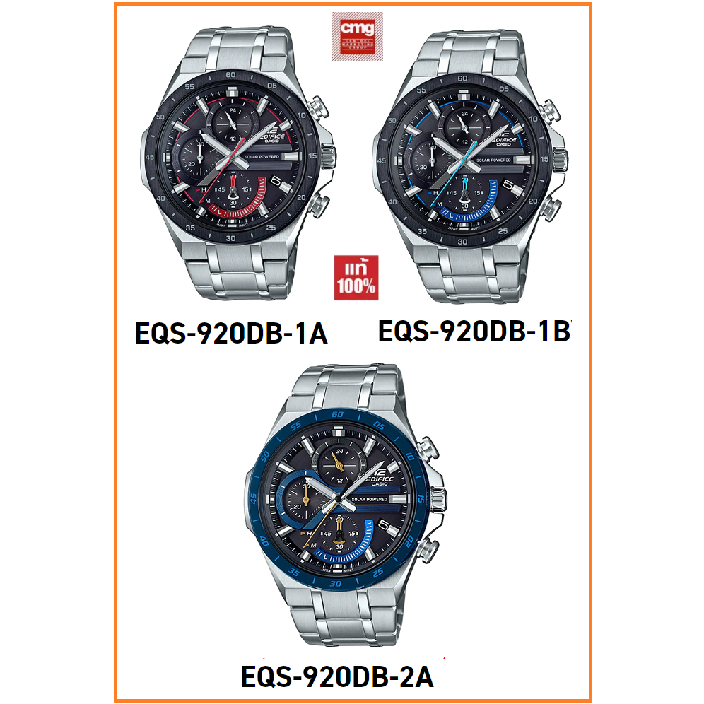 นาฬิกา Casio Edifice รุ่น EQS-920DB นาฬิกาผู้ชายโครโนกราฟ ใช้พลังงานแสงอาทิตย์ - มั่นใจ ของแท้ 100% รับประกัน CMG 1ปี