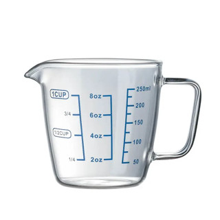 แก้วตวงใสเห็นของเหลว ขนาด 8oz 250 ml ชนิดแก้ว High Borosilicate Glass Measuring Cup รหัส 0854