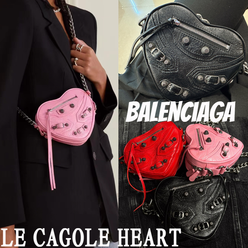 Balenciaga  บาเลนซิเอก้า  กระเป๋าถือขนาดเล็ก LE CAGOLE HEART/กระเป๋าผู้หญิง/สไตล์ล่าสุด/ตัวแทนจัดซื้อของแท้