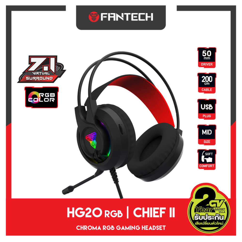 FANTECH รุ่น HG20 RGB CHIEF II Headset for Gaming ระบบ Visual 7.1 Chroma RGB หูฟังเกมมิ่ง หูฟัง gami