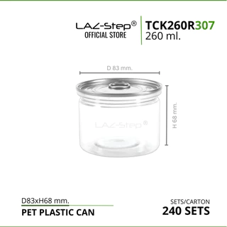 LAZ-Step กระป๋องพลาสติกฝาดึง PET CANS TCK260R307 ขนาด 260 ml. บรรจุลังละ 240 ชุด ต้องปิดด้วยเครื่องปิดฝากระป๋อง