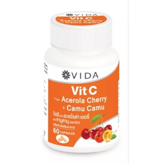 VIDA Vit C 40g. วีด้าวิตซี จากอเซโรลาและคามูคามู 60แคปซูล 40 กรัม ราคาพิเศษ