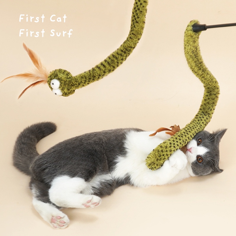 Cat teaser ไม้ตกแมวรูปงูจากแบรนด์ zeze ของเล่นแมว ไม้ตกแมว ล่อแมว