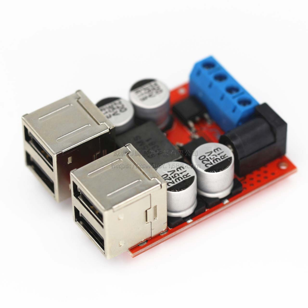 🇹🇭 โมดูลแปลงไฟ 8-35V เป็น 5V แบบ USB 4 พอร์ท กระแสสูงสุด 8A Step down 8-35V to 5V 8A 4 USB buck converter โมดูลชาร์จ