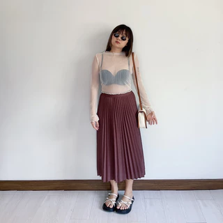 upeachme(A5678) Super Pleated Skirt [เอว24-40"] กระโปรงพลีทยาว กระโปรงอัดพลีทจีบแน่น กระโปรงพลีทผ้าหนาไม่โปร่งแสง