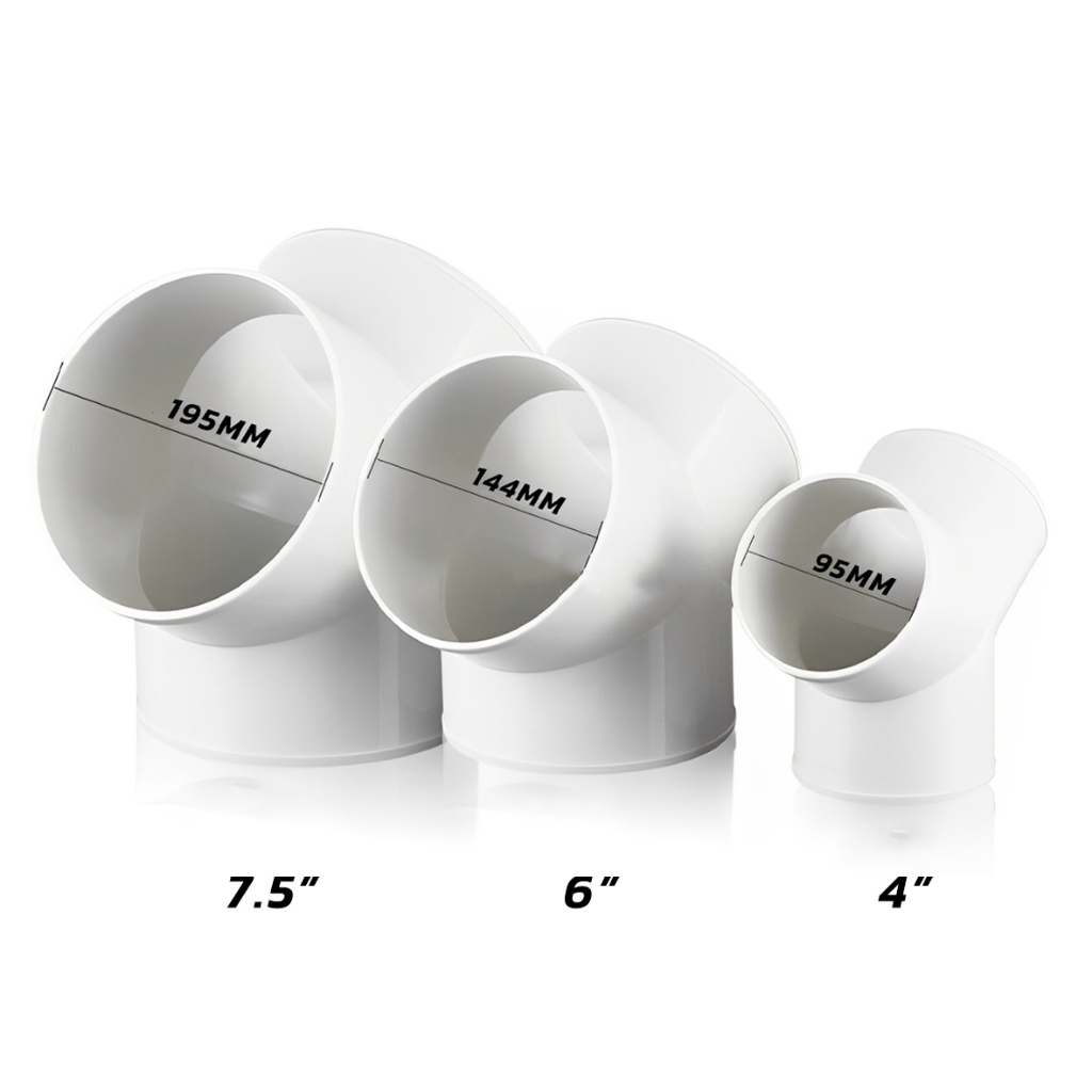 ท่อระบายอากาศ 3ทาง ท่อสามทาง Y Splitter หน้ากว้าง 100 mm./150 mm. (9 -14 cm) ใช้ต่อท่อระบายอากาศ-ABS - รูปที่ 3