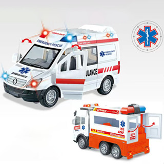 ของเล่นรถพยาบาล Ambulance ใส่ถ่านวิ่งชนถอย มีไฟมีเสียง เปิดประตูได้ ของเล่นเด็ก สินค้าได้ตามรูป พร้อมส่ง