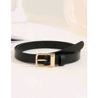 เข็มขัดแฟชั่น เข็มขัด PU เข็มขัดหัวสีทองเก๋ๆ Rectangle Buckle Belt (ส่งจากไทย)