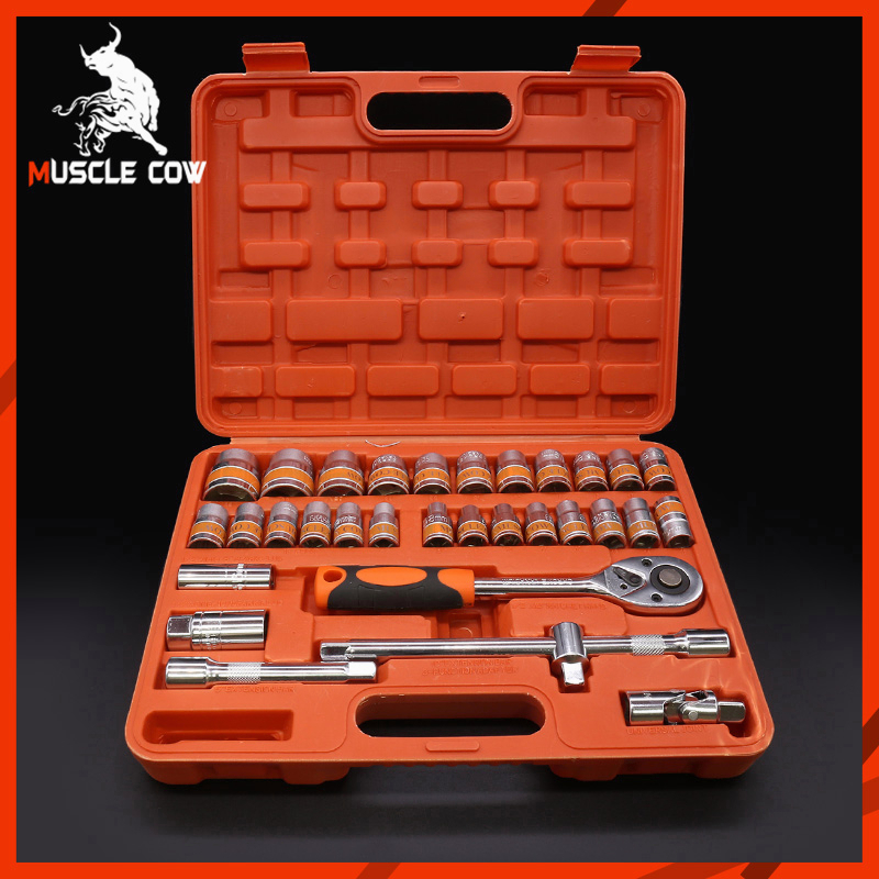Muscle Cow ชุดเครื่องมือ ประแจ ชุดบล็อก 1/2 (4หุน) SOCKET SET (32ตัว/ชุด)เครื่องมือช่าง ประแจ CR-V ทนทาน