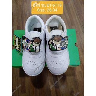 รองเท้าเด็กอนุบาล ชาย BEN10 สีดำ/ขาว  รุ่น BT-6117 SIZE:25-33 ่