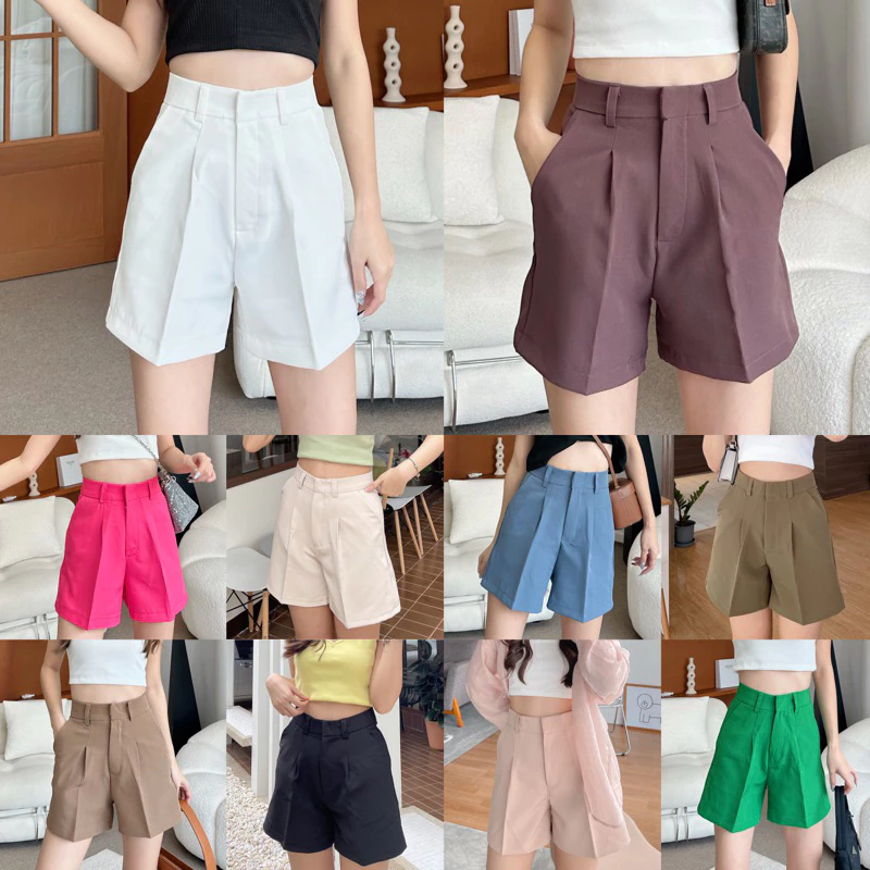 กางเกงขาสั้นผู้หญิง เอวสูง ทรงสวย ผ้าดี ใส่สบาย แมทช์ง่าย พรางหุ่น รุ่น Basic Shorts by BEMYCHIC