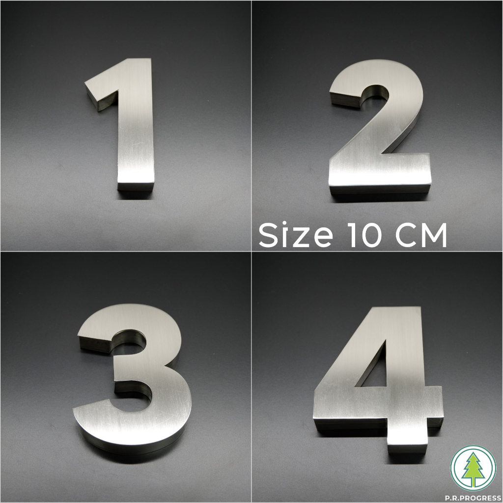 ตัวเลขสแตนเลส สูง 10 ซม. ขอบข้างหนา 1.5cm  ป้ายบ้าน เลขที่ ป้ายอักษรสแตนเลส มีของพร้อมส่ง! - รูปที่ 3