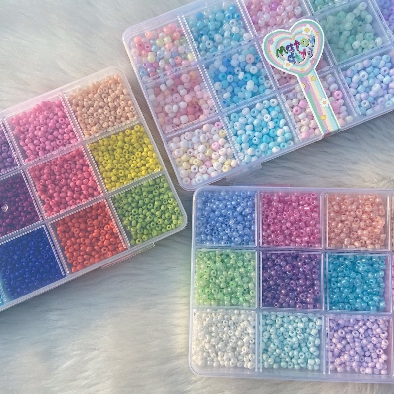 M025 กล่องเซ็ทลูกปัดเม็ดทราย 15 ช่อง ❗️แถมอุปกรณ์❗️กล่องลูกปัดdiy