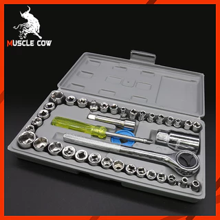 MUSCLE COW ชุดประแจบล็อก 40 ชิ้น เอนกประสงค์ สำหรับติดบ้าน และรถ พร้อมกล่องกันกระแทกอย่างดี