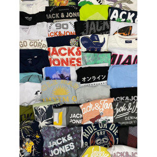 เสื้อยืด Jack &amp; Jones เสื้อยืดคอกลม แบรนด์แท้ 100%สกรีนลายสวยๆ ใส่สบาย รีดง่ายยับยาก หญิงและชายใส่ได้