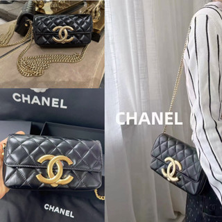 ชาแนล  CHANEL 23P ฤดูใบไม้ผลิและฤดูร้อนซีรีส์โลโก้กระเป๋าโทรศัพท์มือถือ/กระเป๋าโซ่พนัง/ตัวแทนจัดซื้อของแท้/ส่วนลดราคา