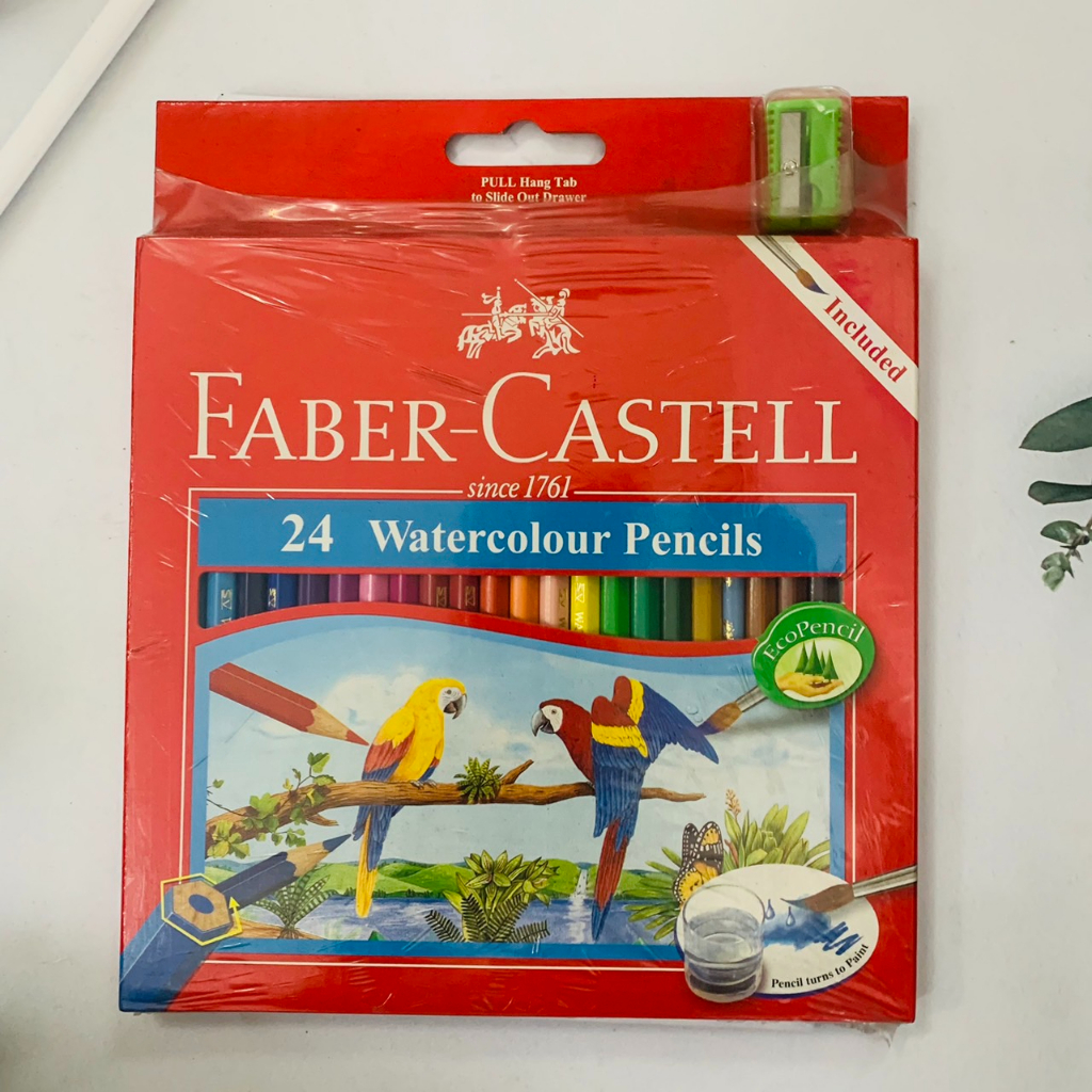 สีไม้ระบายน้ำ Faber Castell ดินสอสี เฟเบอร์ คาสเทลล์ สีไม้ ระบายน้ำ แบบด้ามยาว สีนกแก้ว สีไม้นกแก้ว 24สี