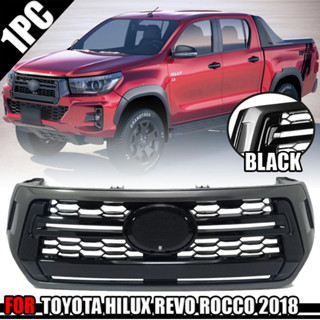 กระจังหน้า กระจัง  รุ่น โตโยต้า ไฮลักซ์ รีโว่ ร็อคโค่ Toyota Hilux Revo Rocco ปี 2018-2020 สีดำ ขอบสีดำ 1 ชิ้น