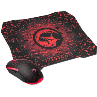 MOUSE + MOUSE PAD MARVO M115+G1 เมาส์มีไฟ 7 สี สีสันสวยงามมาพร้อมแผ่นรองเมาส์