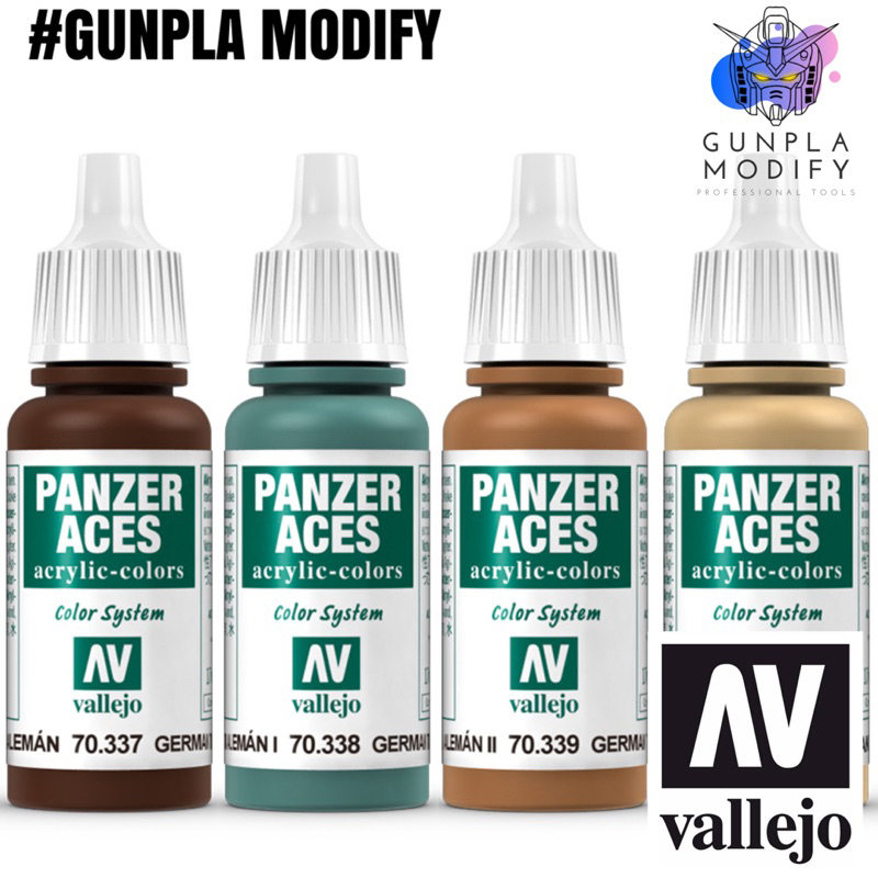 Vallejo Panzer Aces สีอะคริลิคสูตรน้ำ เฉดสีทหาร 337-340