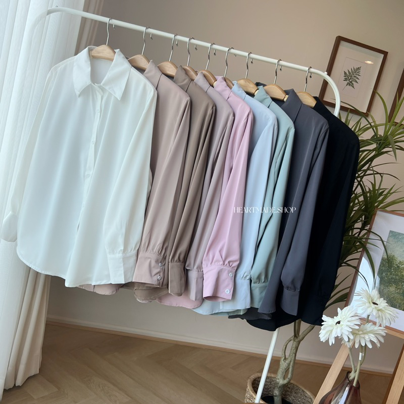 (A67) Heartmade - Poppy Blouse ✨️ (สินค้าพร้อมส่ง) เสื้อเชิ้ตกระดุมหน้ายาว ดีเทลปลายแขน