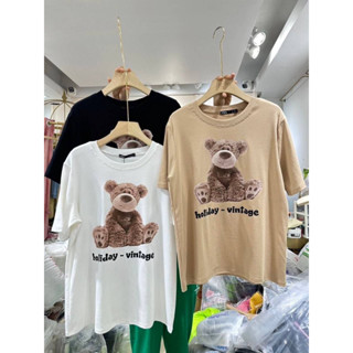 เสื้อยืดลายตุ๊กตาหมี holiday-vintage🧸 ป้ายห้อย