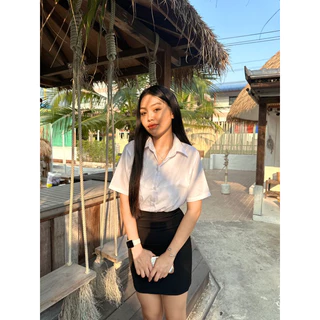กระโปรงนักศึดษาทรงเอ ( ผ่าหลัง ) ความยาว16-24 ผ้ายืดฮานาโก๊ะ