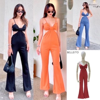 New!!! Jumpsuit สายเดียวทรงสวยแต่งเว้าด้านข้าง sexy ฟุดๆ ขายาวบานนิดๆ by BELLEITO จัดด่วนค่ะ