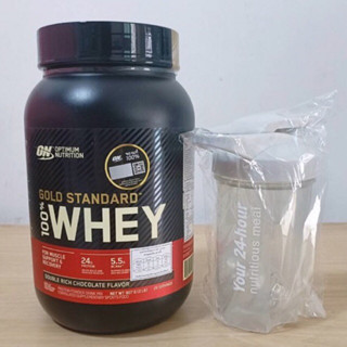 Optimum nutrition whey gold standard100%(2lbs)แถมแก้วมีลูกกลิ้ง