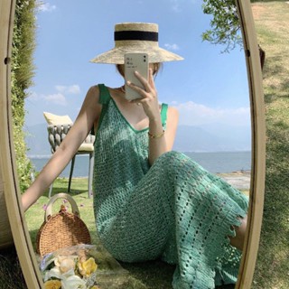 👒Green Knitting Dress เดรสไหมพรมถักเข้ารูป สีเขียว ผ้ามีน้ำหนักยืดได้