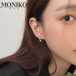 MONIKO ต่างหูโลหะ ประดับเพทาย ขนาดเล็ก สวยหรู สําหรับผู้หญิง