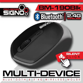 BM-190 WIRELESS MOUSE (เมาส์ไร้สาย2ระบบ) SIGNO (BM-190)10M. Wireless Version Bluetooth 5.0 &amp; 2.4G-ของแท้