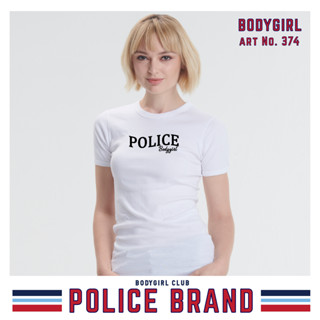 เสื้อคอกลม Police Bodygirl เสื้อทรงพอดีตัว Freesize เทา/ดำ/ขาว G374