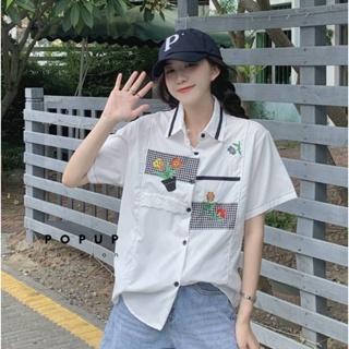 เสื้อแฟชั่นสไตล์วินเทจ งานทรงเชิ้ต ปักลายน่ารักๆ