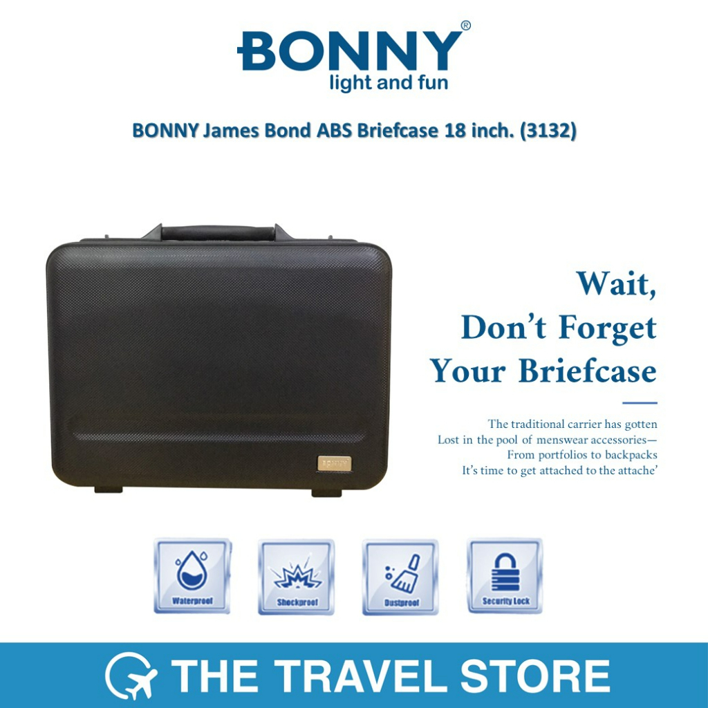 BONNY James Bond ABS Briefcase 18 inch. - Black กระเป๋าเก็บเอกสารสำคัญบอนนี่ สีดำ(3132)