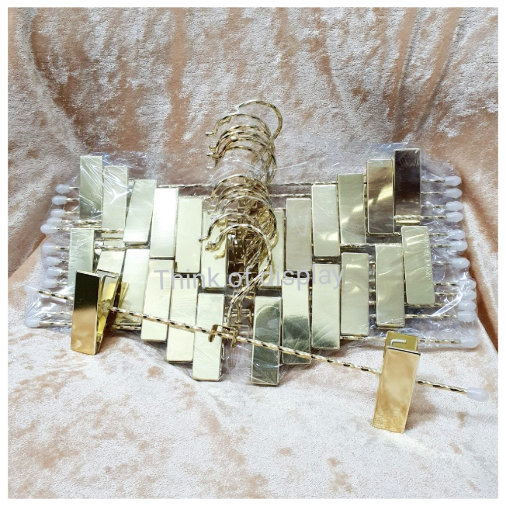 ไม้แขวนเสื้อ ไม้แขวนหนีบกางเกง ไม้แขวนเหล็กเกลียว ราคา10ชิ้น 30cm - รูปที่ 2