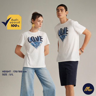 Mc Jeans เสื้อยืดแขนสั้น Unisex คอกลม สีขาว MTSZA27