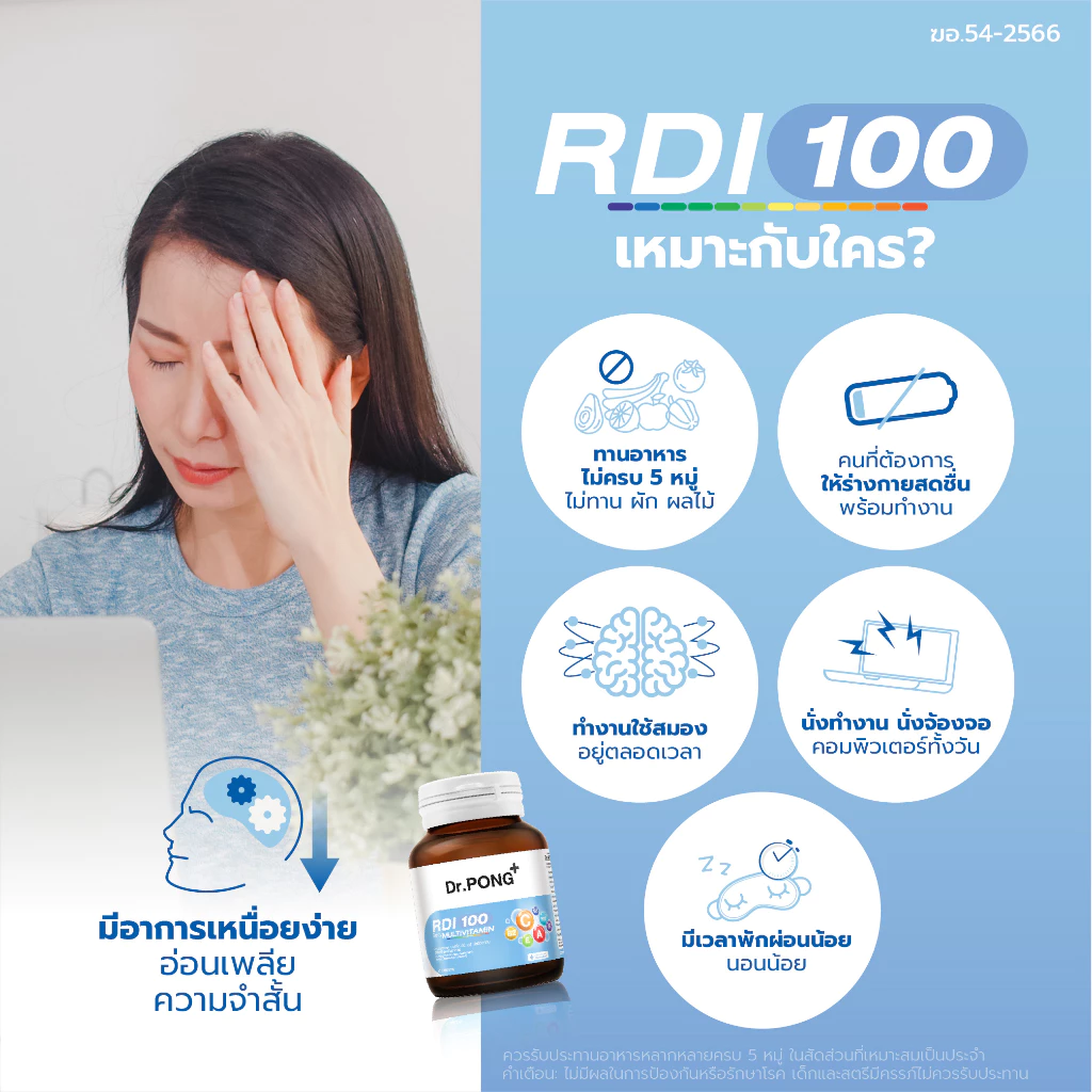 [ช้อปครบ รับฟรี]  Dr.Pong RDI100 daily multivitamin ดอกเตอร์พงศ์ อาร์ดีไอ100 เดลี่ มัลติวิตามิน วิตามินรวม thumbnail 7