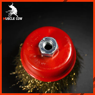 MUSCLE COW แปรงลวดถ้วย 3 นิ้ว เกลียว M10 สำหรับ เครื่องเจียร์ 4 นิ้ว ทำความสะอาสำหรับงาน ขัดเงา ปัดเงา ทำความสะอาดชิ้น