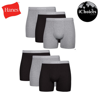 [Hanes] Mens Tagless Boxer Briefs Soft Breathable Comfort Flex Waistband กางเกงในชาย บ็อกเซอร์บรี๊ฟ มีขอบ เลือกสีไม่ได้